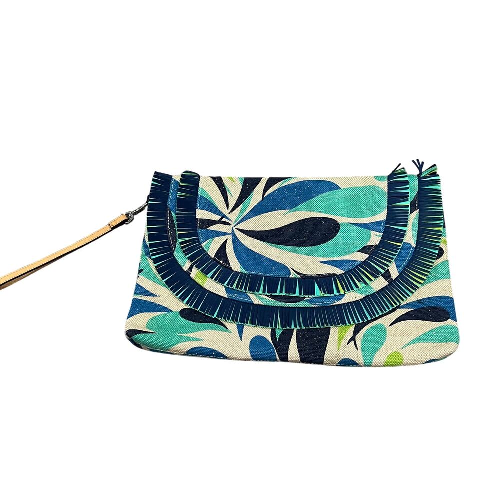 Vera Bradley Blue and Turquoise Fringe Clutch